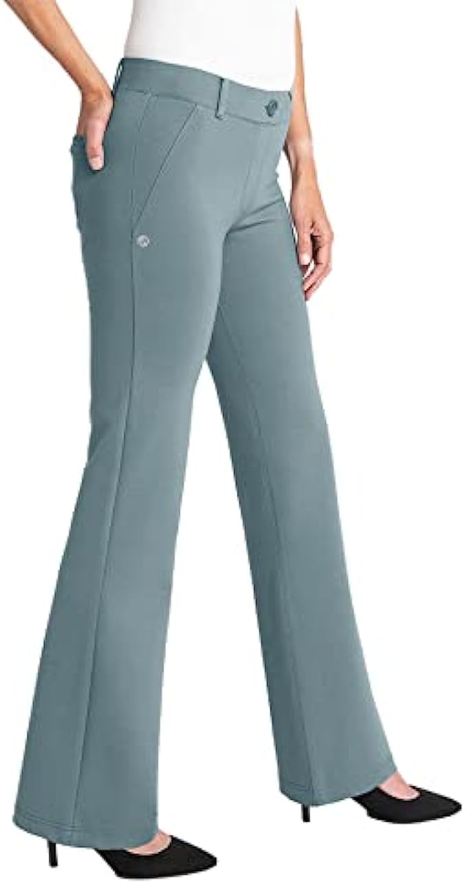 Aurgelmir Women's Flare Bootcut Yoga Dress Pants High Waisted Workout Office Wide Leg Pants with Pockets