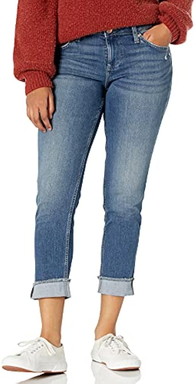Riders by Lee Indigo Women's Fringe Cuff Boyfriend Jean