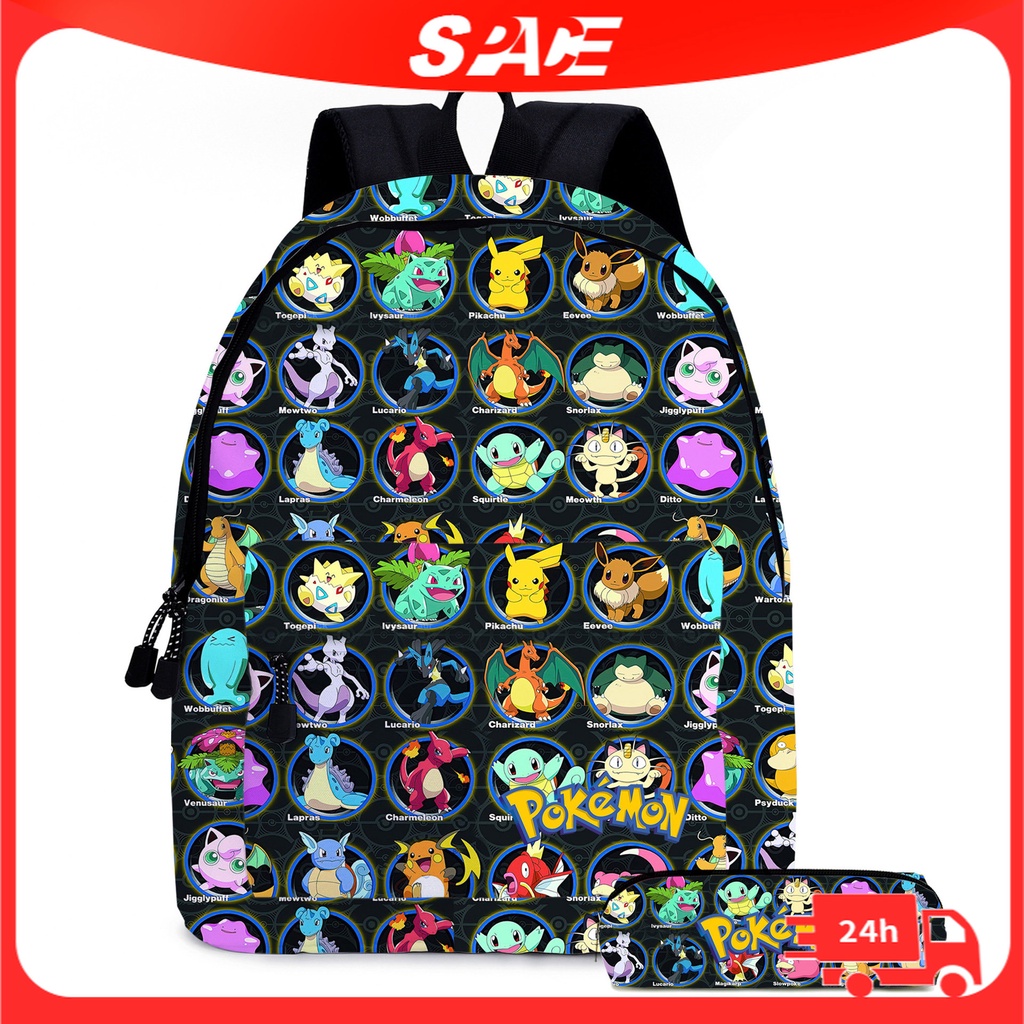 Ready Stock New Style pikachu pokemon Elementary School Bag Children Backpack Pencil Case