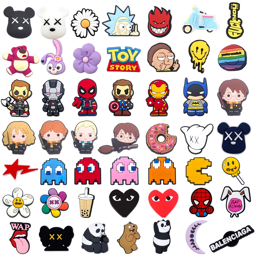 Hot 1pcs Shoe Charms cartoon anime Pin buckle Aceessories slippers cute shoes decoration kids Gifts