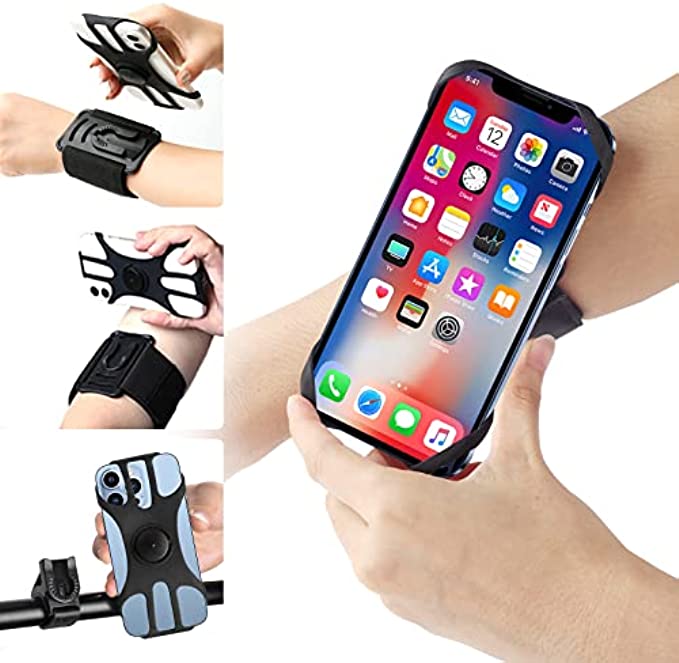 HLOMOM 3-in-1 Sports Armband for Cell Phone Case Running 360° Quad Lock Bike/Motorcycle Phone Holder Mount