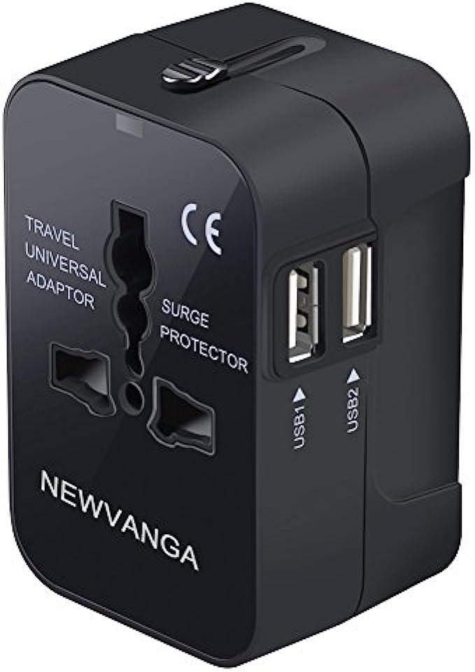 Travel Adapter, Universal All in One Worldwide Travel Adapter Power Converters Wall Charger AC Power Plug Adapter with Dual USB Charging Ports for USA EU UK AUS