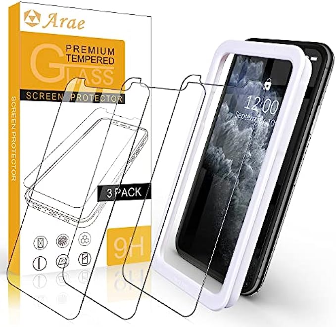 Arae Screen Protector for iPhone 11 Pro/iPhone Xs/iPhone X, HD Tempered Glass, Anti Scratch Work with Most Case, 5.8 inch, 3 Pack
