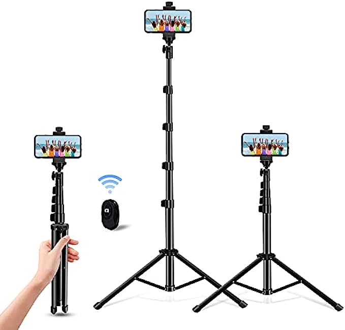Selfie Stick Tripod, 64 inch Extendable Tripod Stand Phone Tripod Camera Tripod Wireless Remote Shutter Compatible with iPhone 13 12 11 pro Xs Max Xr,Android/Cameras