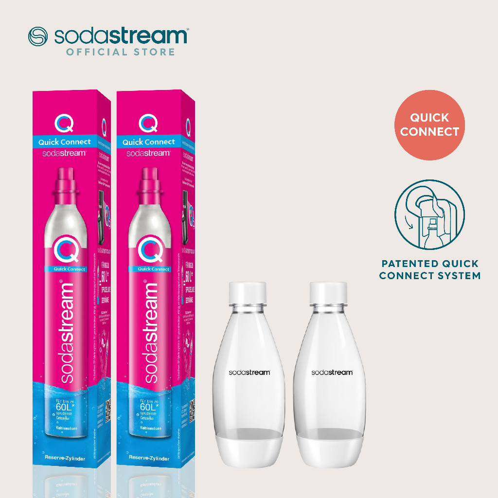 SodaStream Bundle Exclusive [Quick Connect CO2 Cylinder - ONLY FOR TERRA &amp; ART MAKER &amp; 0.5L Twin Pack White Fuse]