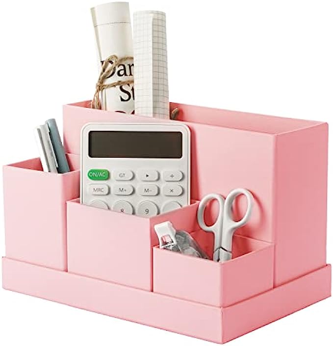 Desk Organizer, Office Desk Organizer and Accessories，Vanity Organizer, Cosmetic Storage Organizer, Pen Holder, School Supplies Caddy, Desk Organization for Home/Office/Dorm (Fairy Pink)