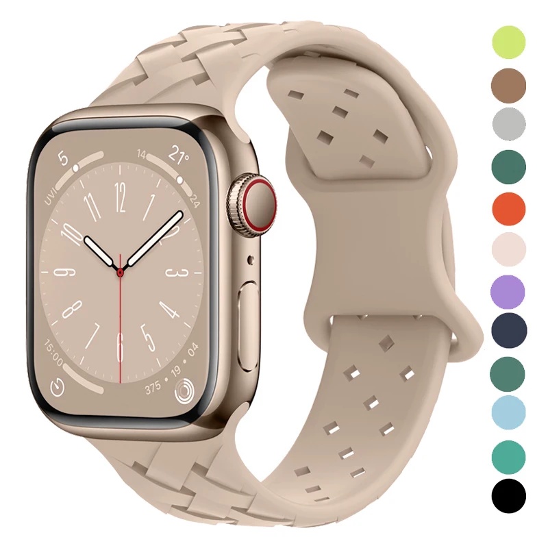 Silicone Strap Sport Breathable Bracelet compatible for Apple Watch Ultra 2 49mm 44mm 40mm 45Mm 41mm 38mm 42mm IWatch Series 9 8 7 6 5 3 se 4