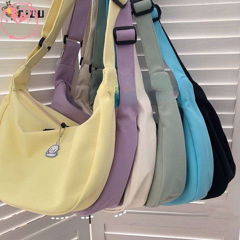 Large-capacity Canvas Shoulder Bag Women 2023 Spring Summer New Style Solid Color Simple Fashion Casual Bag Messenger Bag Trendy