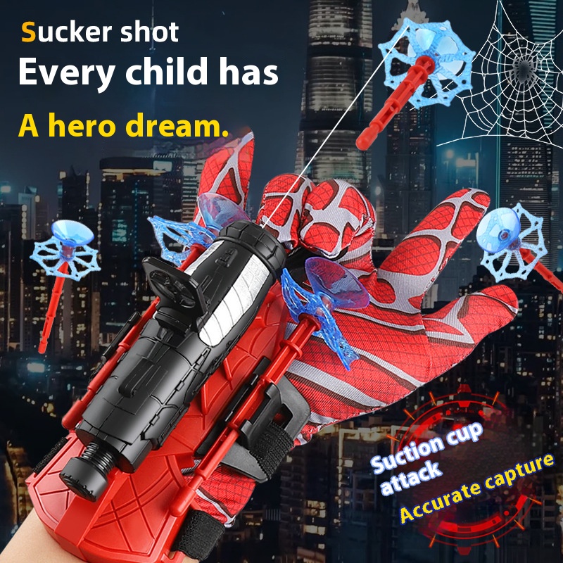 Spiderman Launcher Spider Gloves Toys Role-Playing Children Shooting Toys Spiderman Gloves Wrist Launcher Accessories Gifts for Children